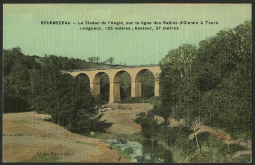 Le viaduc de l'Angle, sur la ligne ferroviaire des Sables-d'Olonne à Tours (vue 1) et la tranchée de la voie ferrée (vue 2).